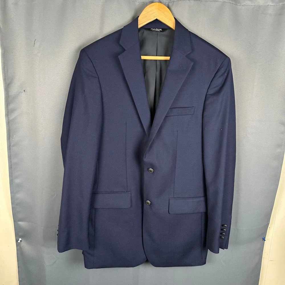 Jos. A. Bank Traveler Navy Blue 100% Wool Blazer Jacket Mens 38 Long 324001